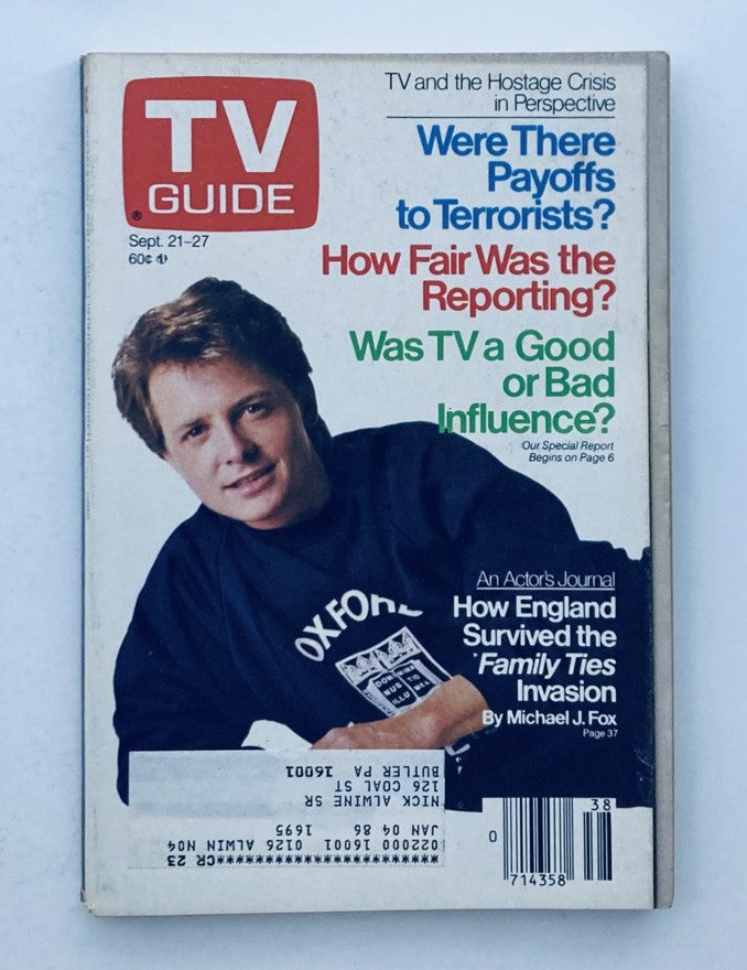 TV Guide Magazine September 21 1985 Michael J. Fox Pittsburgh Metro Ed.