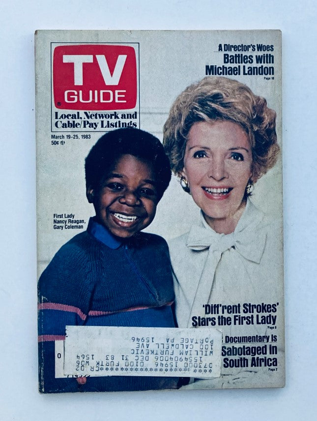 TV Guide Magazine cover from March 19, 1983 featuring Nancy Reagan and Gary Coleman. It showcases the 'First Lady' along with TV listings for the week and highlights popular shows.