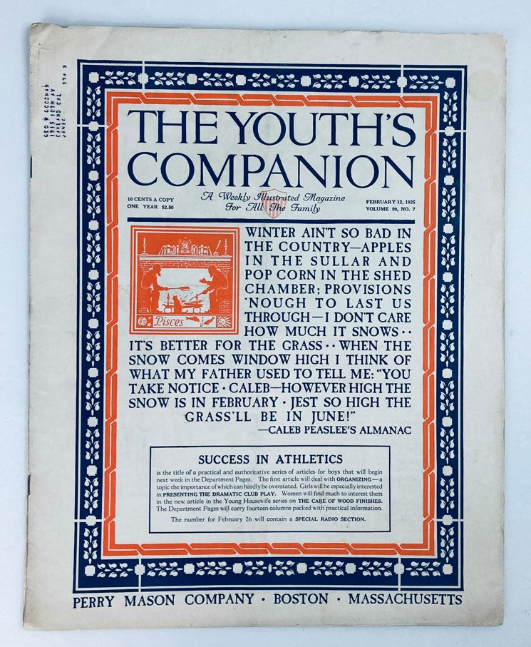 VTG The Youth's Companion Magazine February 12 1925 Success in Athletics