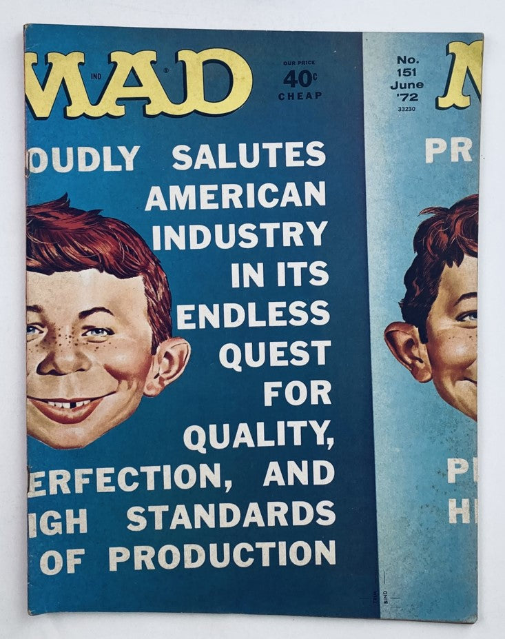 Mad Magazine June 1972 No. 151 Carnival Knowledge 6.0 FN Fine No Label