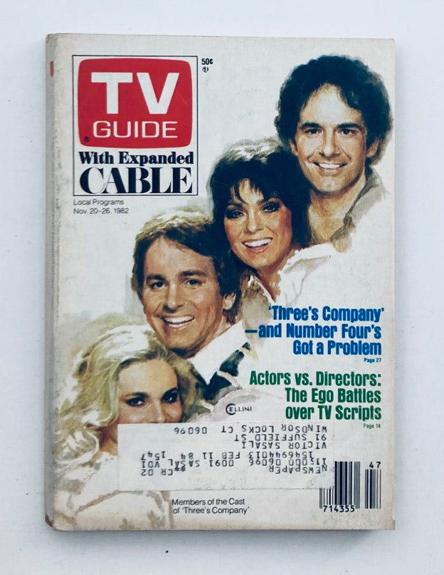 TV Guide Magazine November 20 1982 Three's Company Hartford-New Haven Ed.