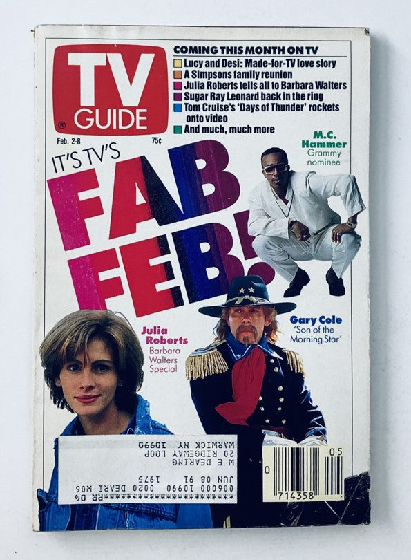 TV Guide Magazine February 2 1991 Gary Cole, Julia Roberts NY Metro Ed.