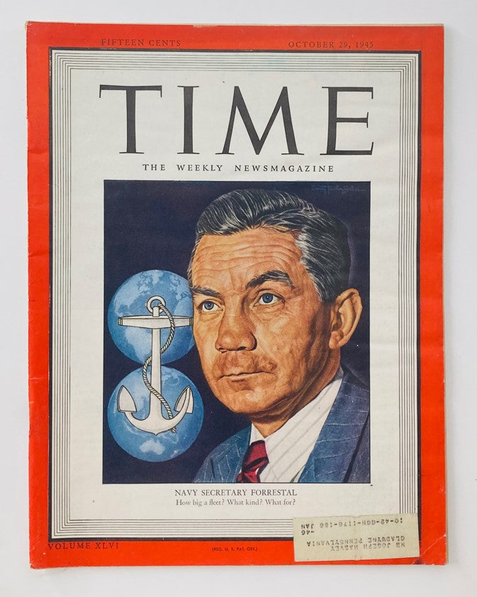 VTG Time Magazine October 29 1945 Vol 46 No. 18 Navy Sec. James V. Forrestal