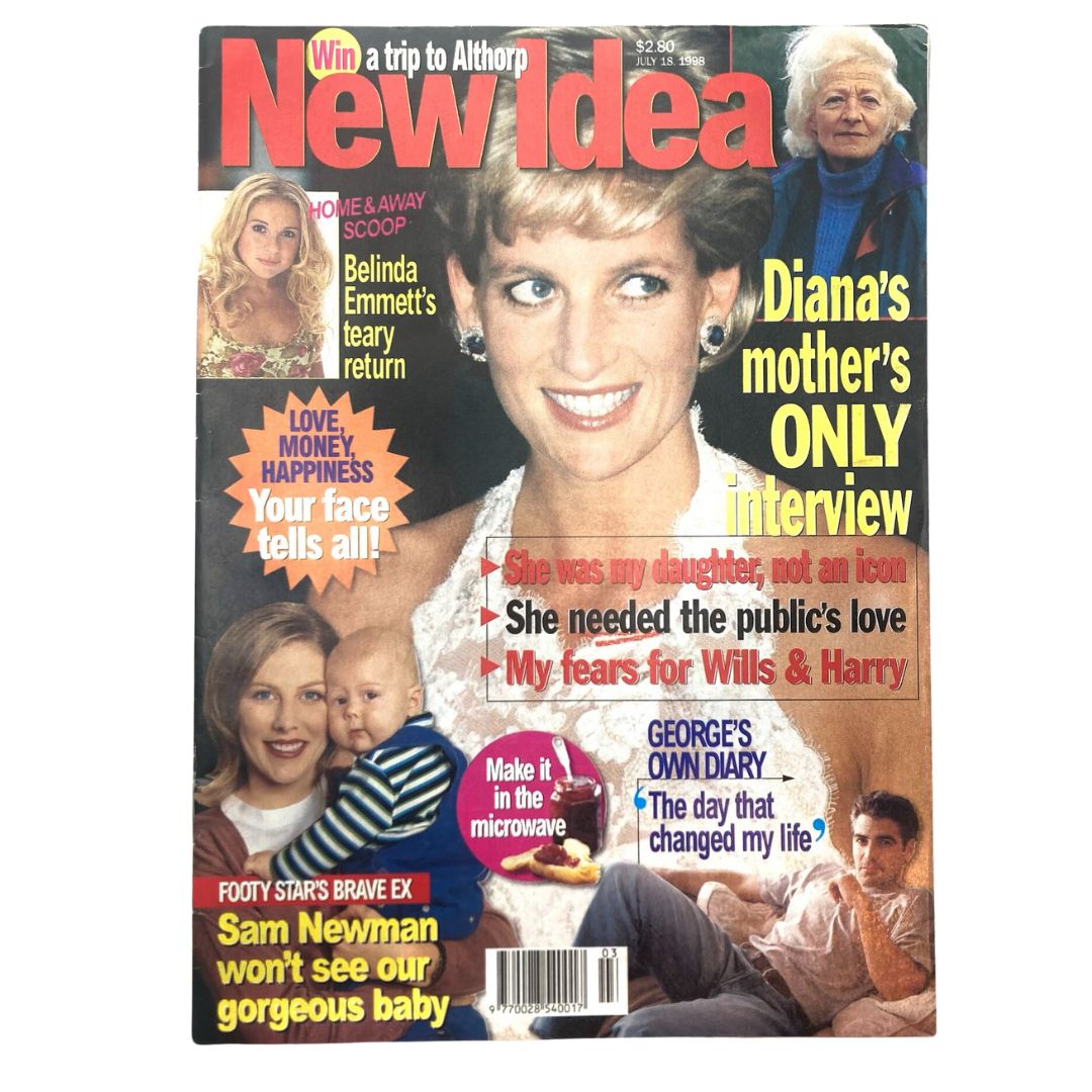 New Idea Magazine July 18 1998 Princess Diana, Belinda Emmett VG No Label