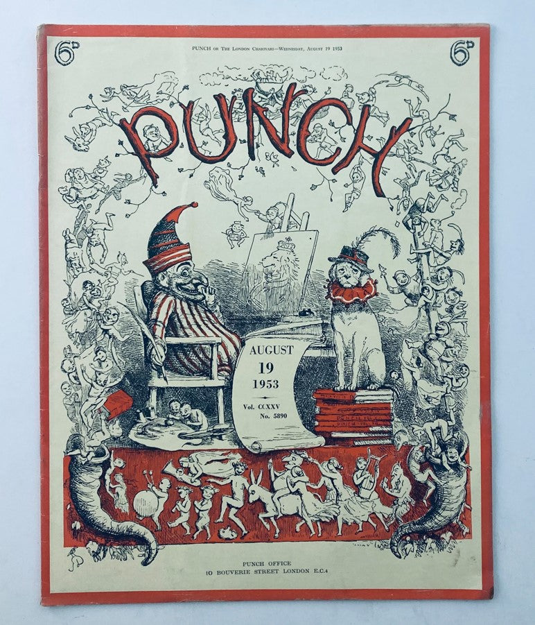 VTG Punch Magazine August 19 1953 Vol 225 #5890 WWII Cartoon & Humour No Label