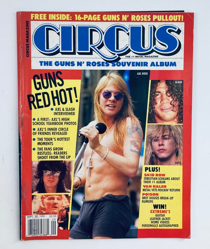 Circus Magazine September 30 1991 Axl Rose Guns N' Roses w Poster No Label