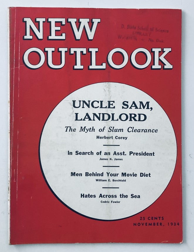 VTG New Outlook Magazine November 1934 Uncle Sam, Landlord No Label