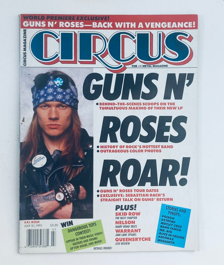 Circus Magazine July 31 1991 Axl Rose Guns N' Roses Roar w Poster No Label