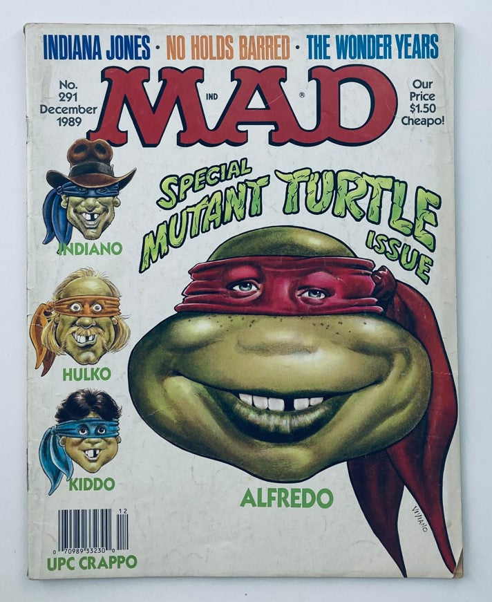 Mad Magazine December 1989 No. 291 Mutant Turtle Alfredo 6.0 FN Fine No Label