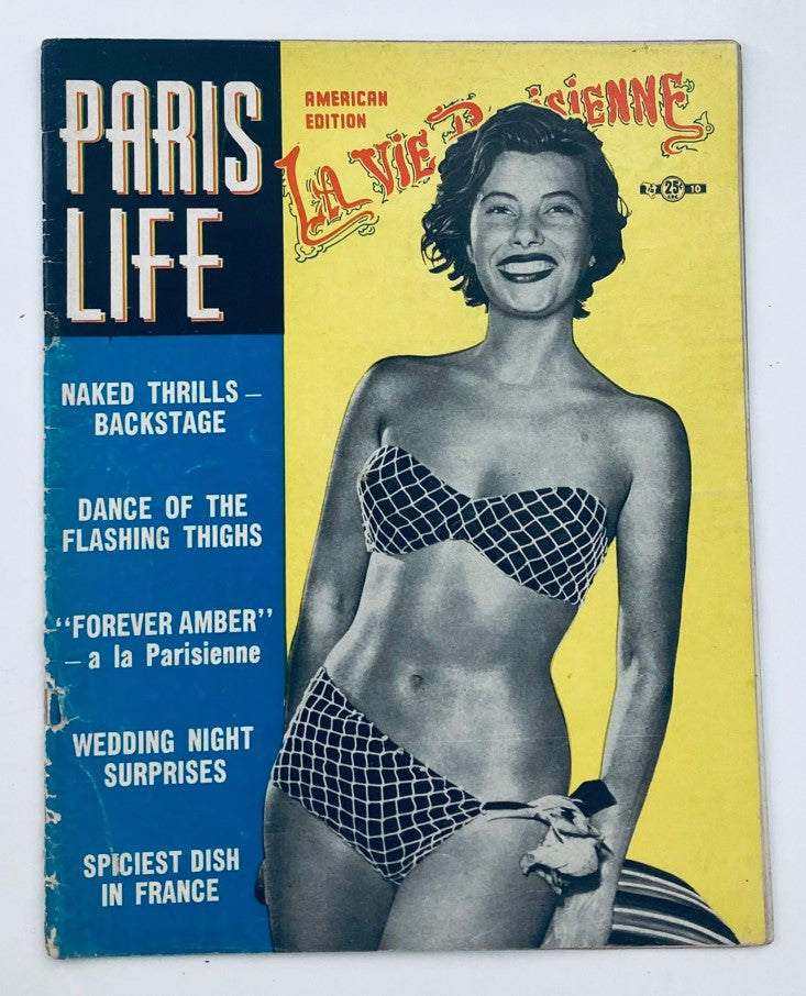 VTG Paris Life Magazine January 1953 cover featuring Nina Dryer in a stylish bikini, highlighting mid-century fashion and culture.