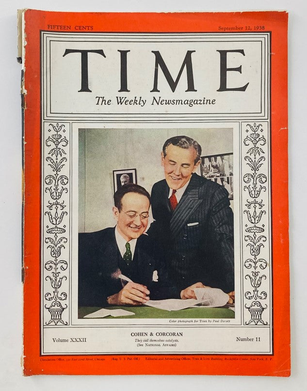 VTG Time Magazine September 12 1938 Thomas G. Corcoran & Benjamin V. Cohen