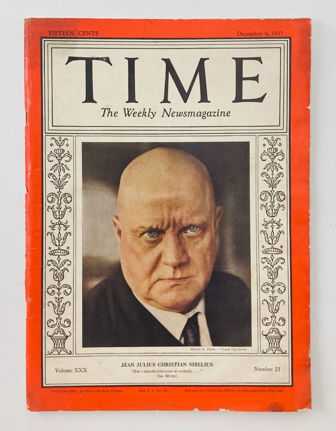 VTG Time Magazine December 6 1937 Vol 30 No. 23 Jean Julius Christian Sibelius