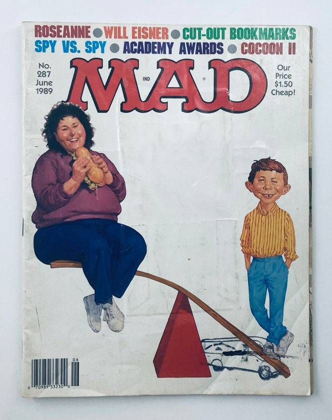 Mad Magazine June 1989 No. 287 Roseanne Barr and Alfred 2.0 Good No Label