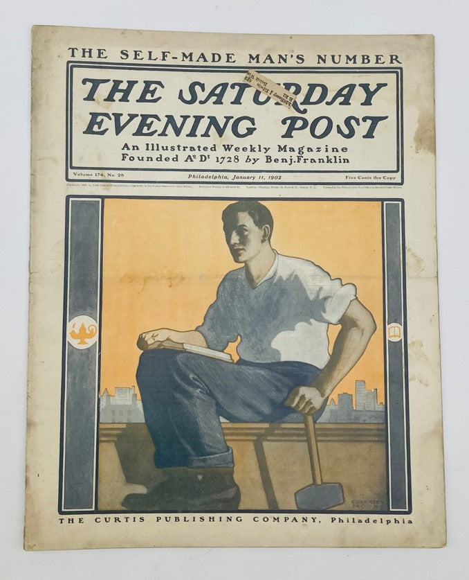 Saturday Evening Post Illustrated Cover January 11 1902 Self-Made Man's Number