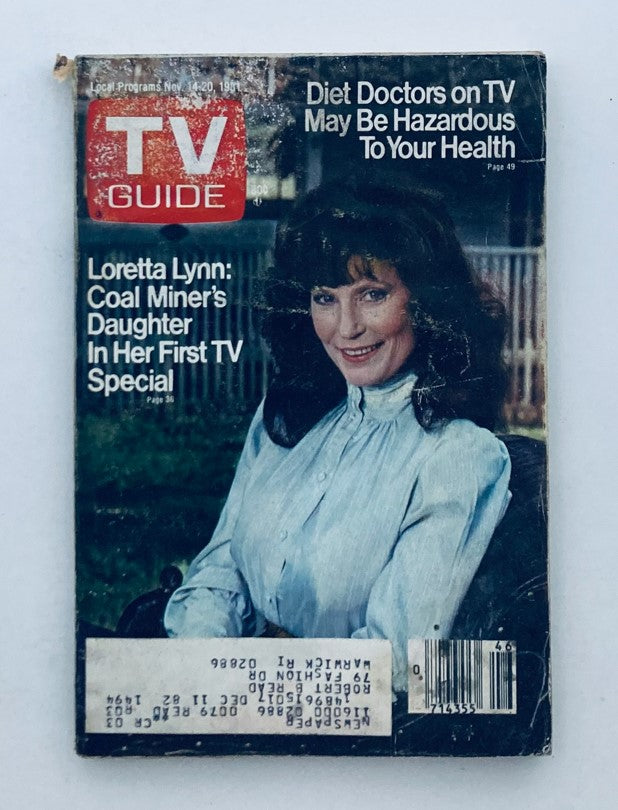 TV Guide Magazine November 14 1981 Loretta Lynn Providence Ed.