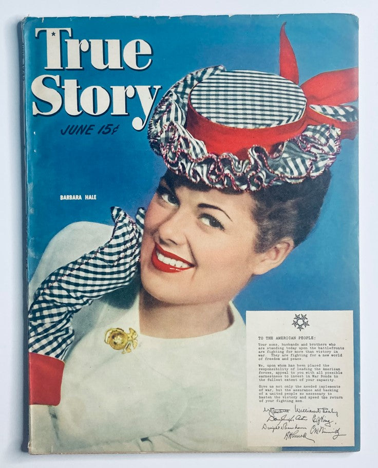 VTG True Story Magazine June 1945 Vol 52 No. 5 Barbara Hale No Label