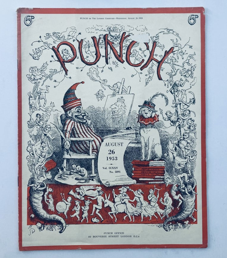 VTG Punch Magazine August 26 1953 Vol 225 #5891 WWII Cartoon & Humour No Label