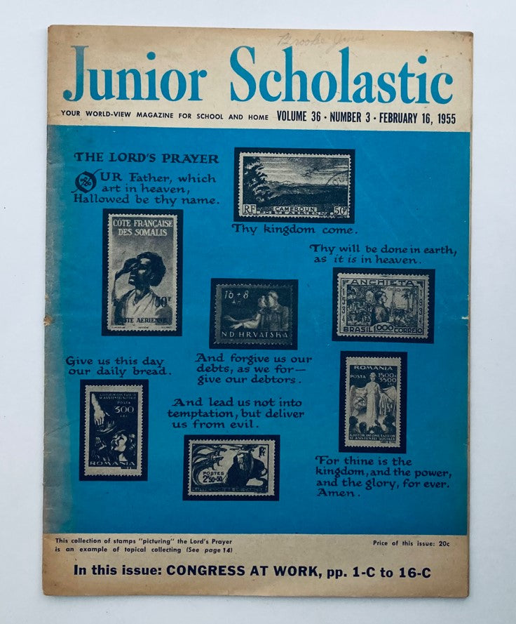 VTG Junior Scholastic Magazine February 16 1955 Congress at Work No Label