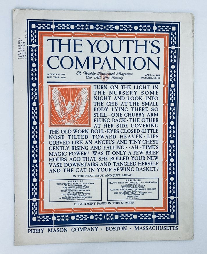 VTG The Youth's Companion Magazine April 16 1925 Vol 99 No. 16 The Old Worn Doll