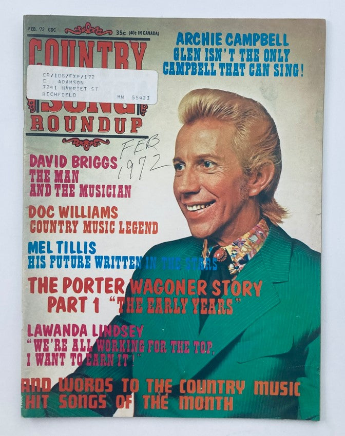 VTG Country Song Roundup Magazine February 1972 Archie Campbell & David Briggs