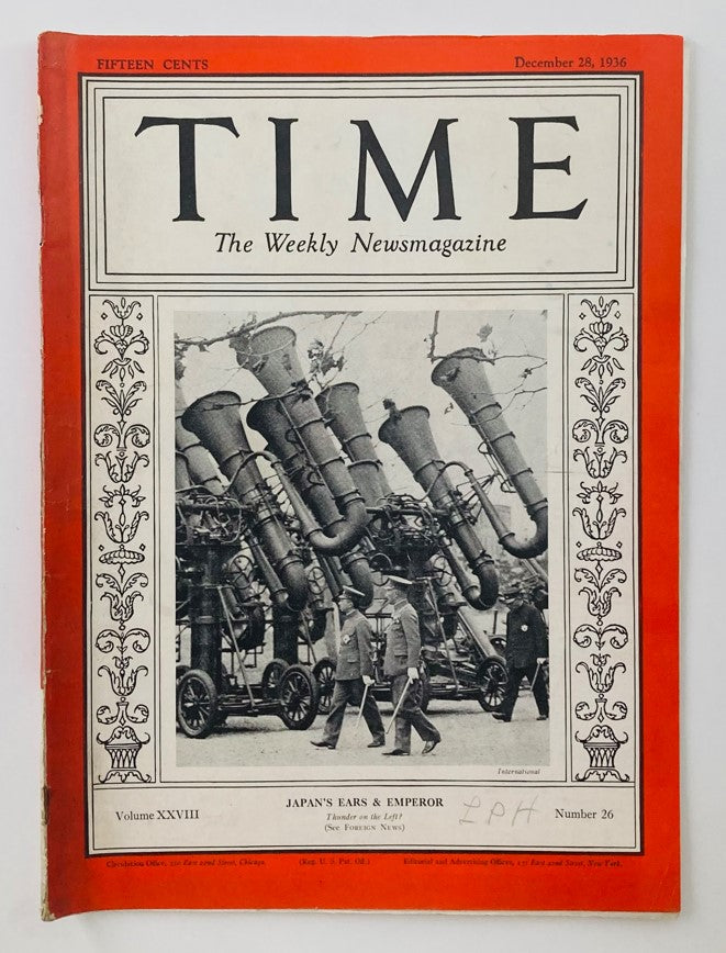 VTG Time Magazine December 28 1936 Vol 28 No. 26 Japan's Emperor Hirohito