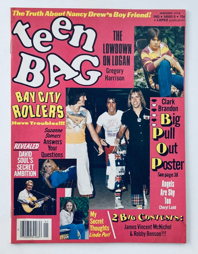 VTG Teen Bag Magazine January 1978 Bay City Rollers, Suzanne Somers No Label