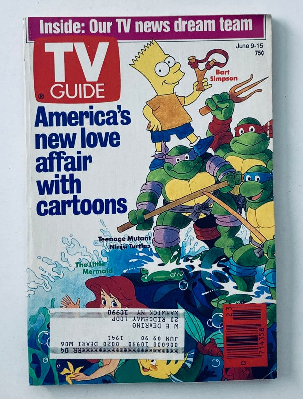 TV Guide Magazine June 9 1990 Bart Simpson, The Little Mermaid NY Metro Ed.