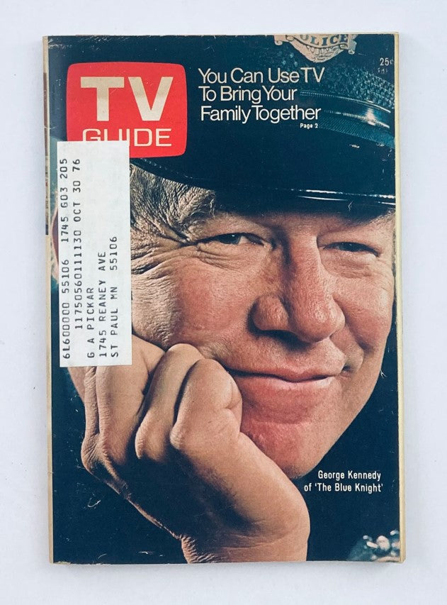 TV Guide Magazine May 1 1976 #1205 featuring George Kennedy on the cover, showcasing the theme 'You Can Use TV To Bring Your Family Together'.