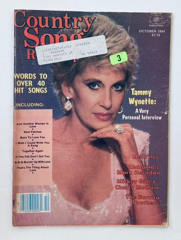 VTG Country Song Roundup Magazine October 1984 Tammy Wynette Personal Interview