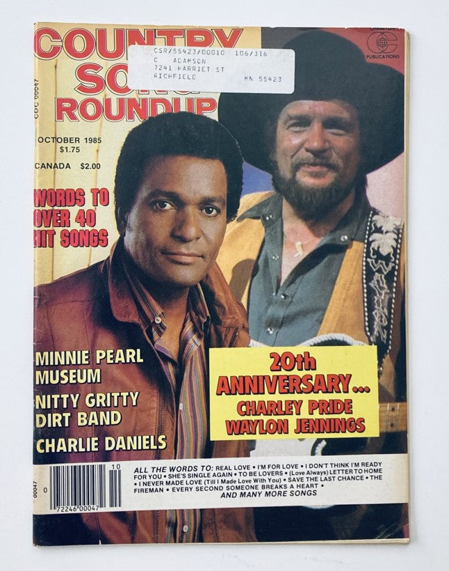 VTG Country Song Roundup Magazine October 1985 Charley Pride & Waylon Jennings