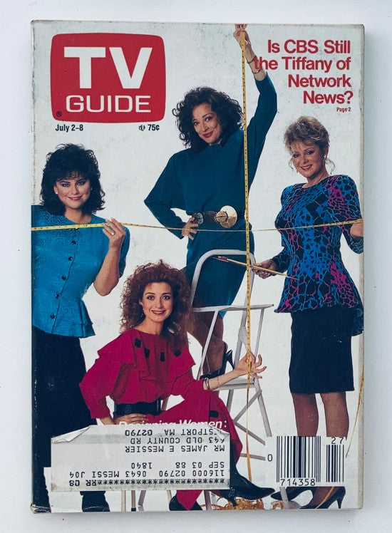 TV Guide Magazine cover from July 2 1988 featuring Delta Burke and Dixie Carter, showcasing the title 'TV Guide' with various women in colorful outfits, highlighting the theme of the magazine.