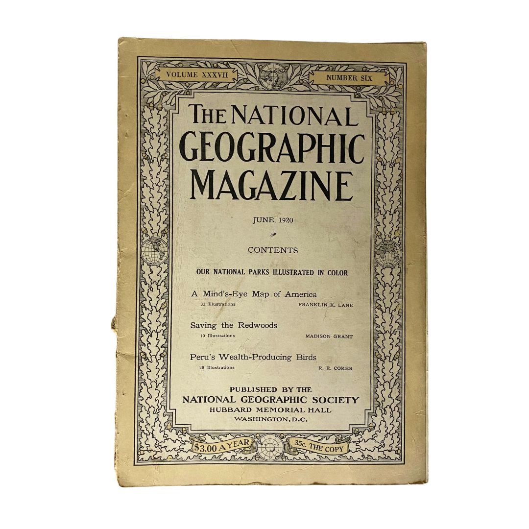 VTG National Geographic Magazine June 1920 Mind's-Eye Map of America No Label