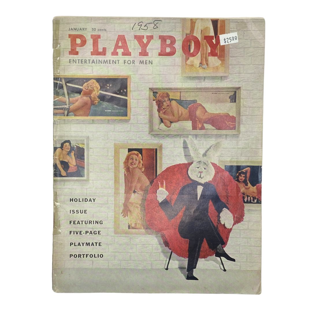 VTG Playboy Magazine January 1958 Elizabeth Ann Roberts w Centerfold No Label