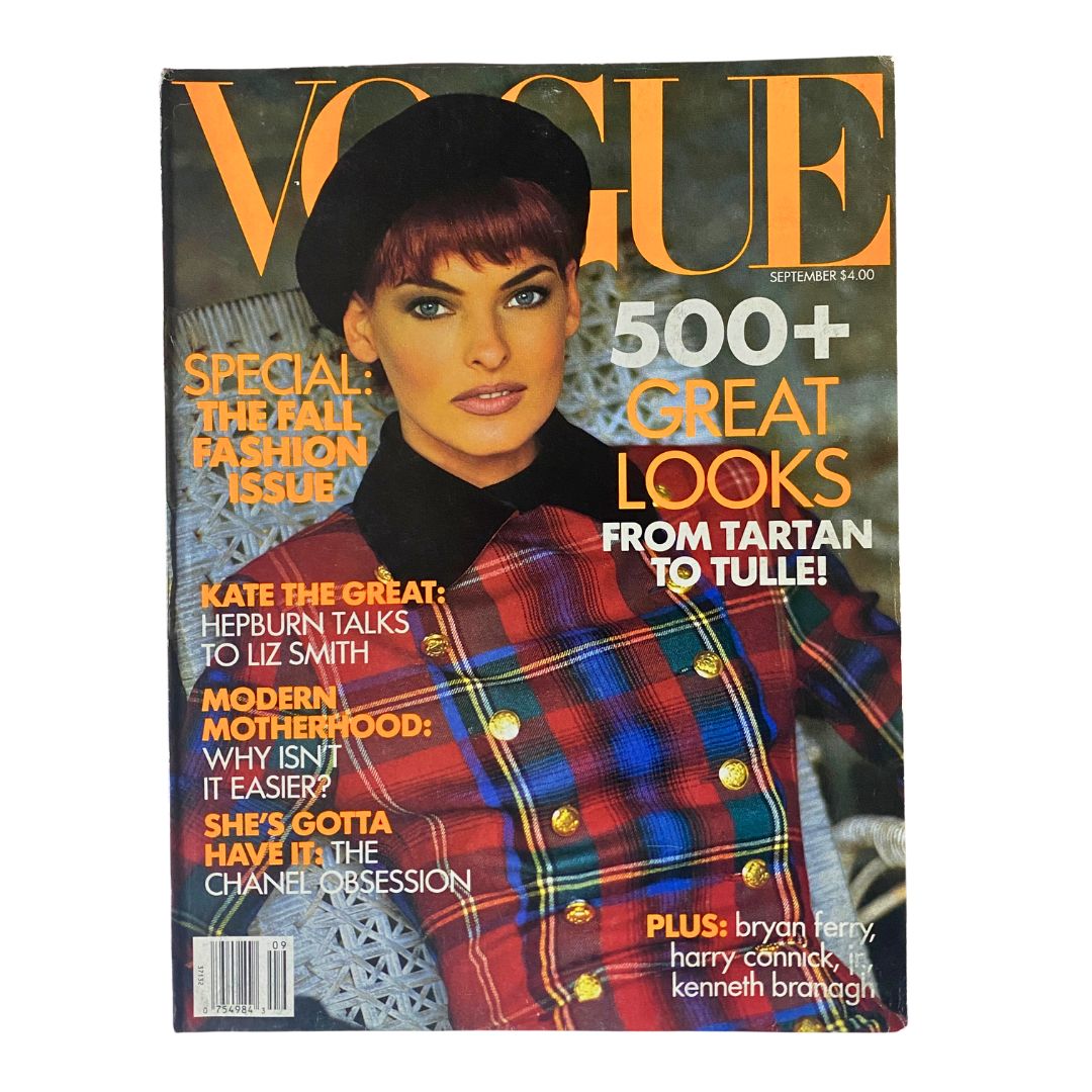 VTG Vogue Magazine September 1991 Linda Evangelista by Arthur Elgort No Label