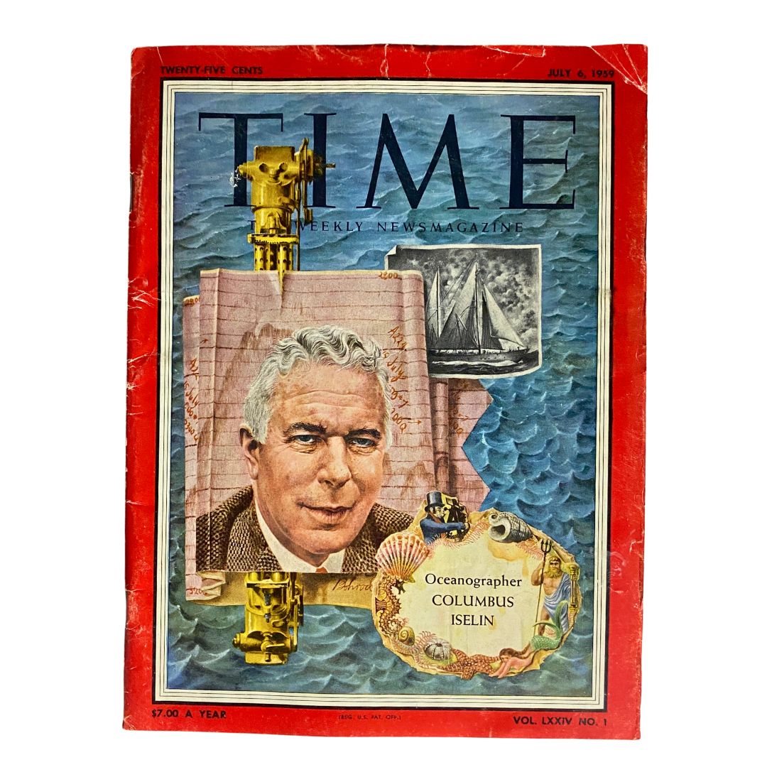 VTG Time Magazine July 6 1959 Vol 74 No. 1 Columbus Iselin No Label