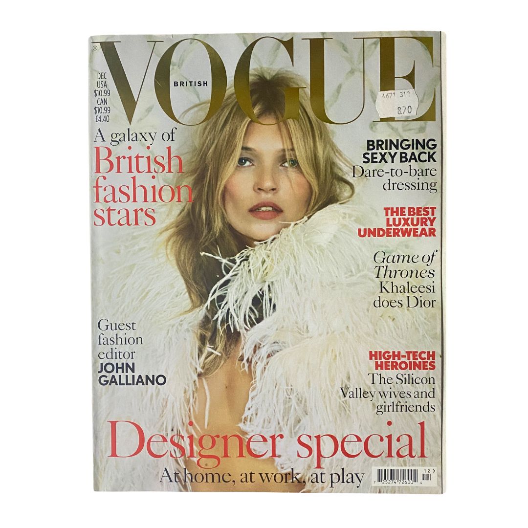 British Vogue UK Magazine December 2013 Kate Moss Cover No Label VG