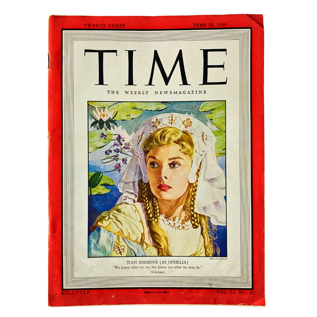 VTG Time Magazine June 28 1948 Vol 51 No. 26 Jean Simmons as Ophelia No Label