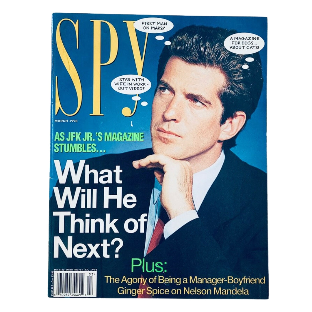 Cover of Spy Magazine, March 1998, featuring John F. Kennedy Jr. with the headline 'What Will He Think of Next?