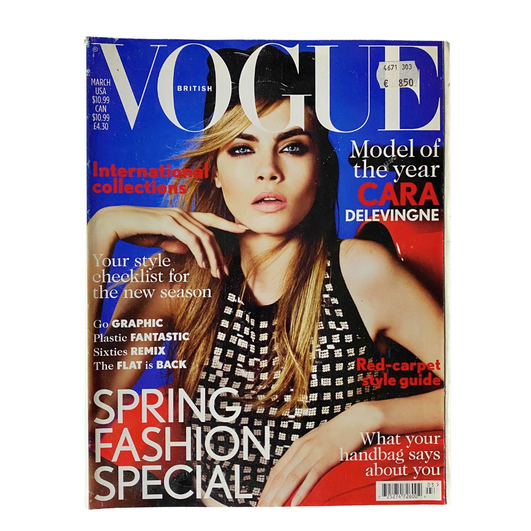 British Vogue UK Magazine March 2013 Cara Delevingne Cover No Label