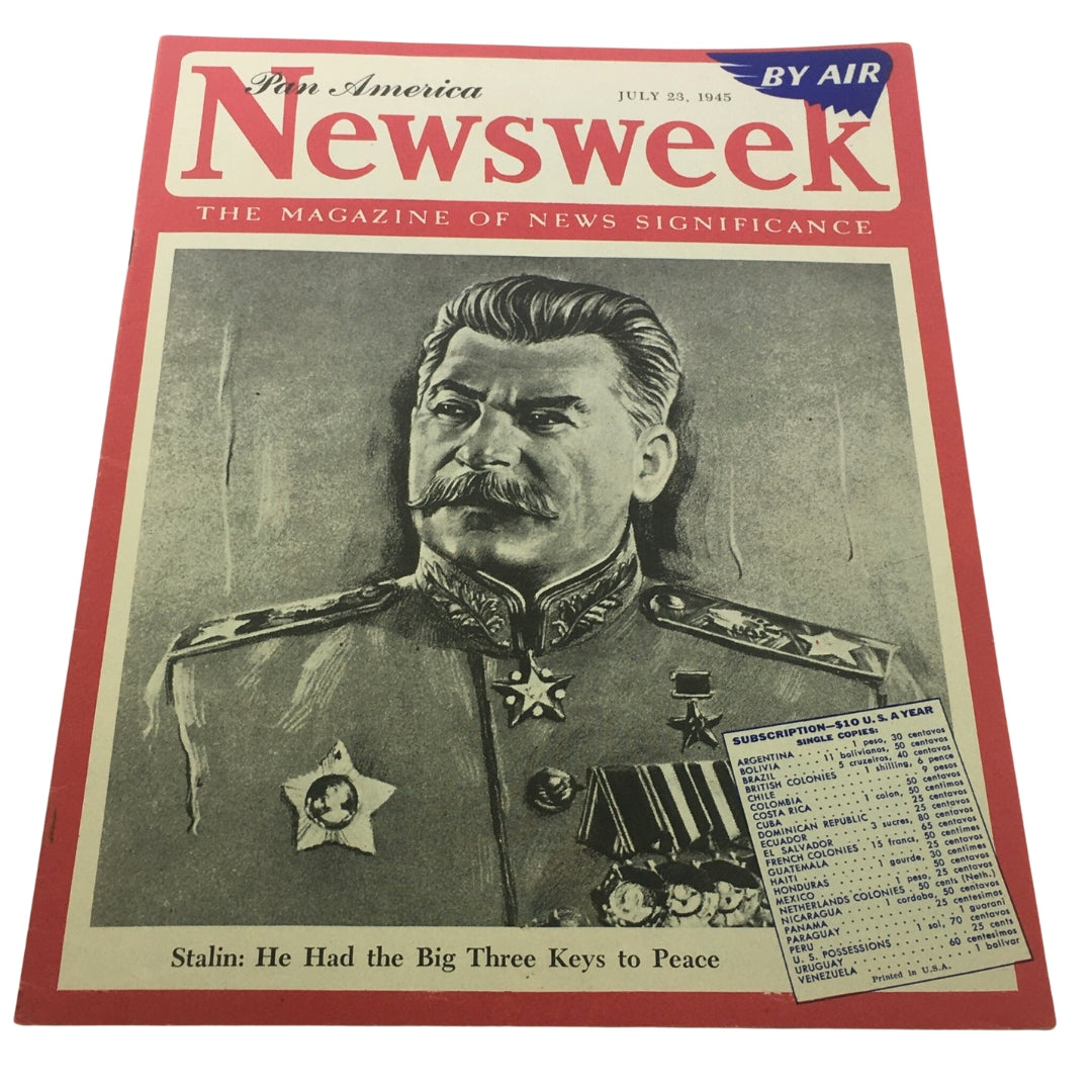 VTG Newsweek Magazine July 23 1945 - Joseph Stalin / Pan America / By Air