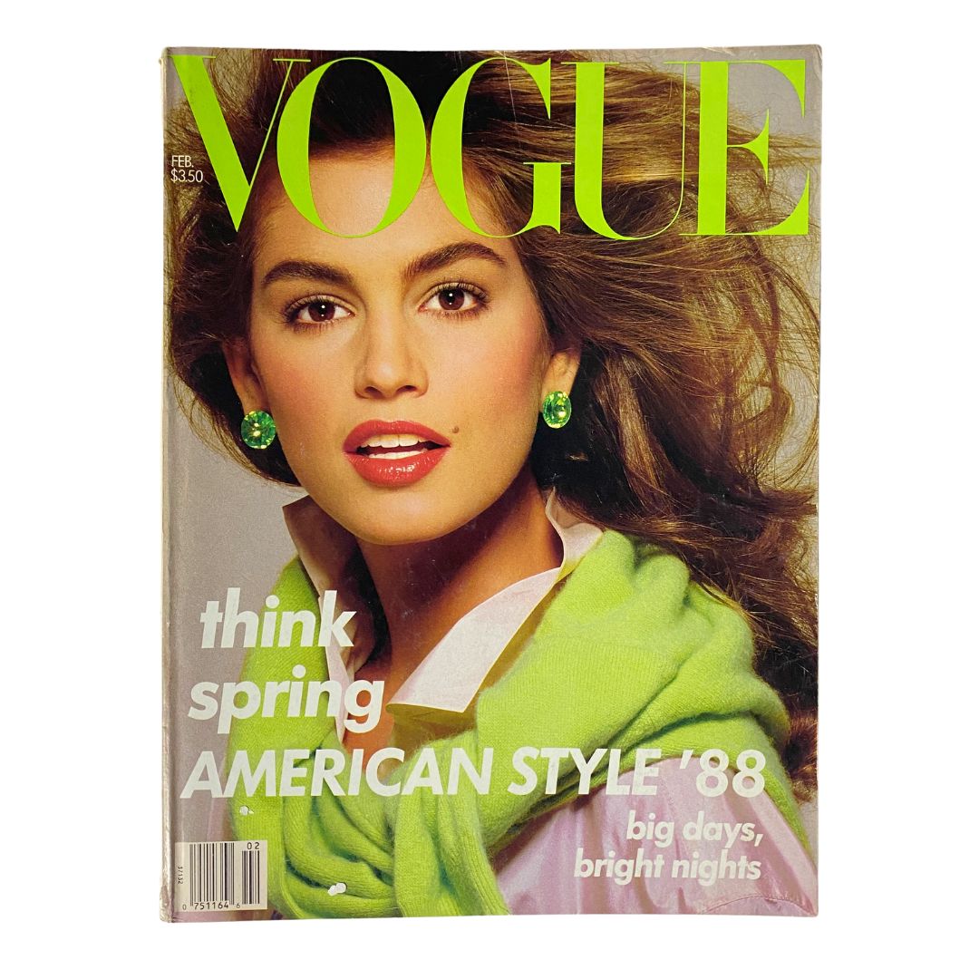 VTG Vogue Magazine February 1988 Cindy Crawford by Richard Avedon No Label