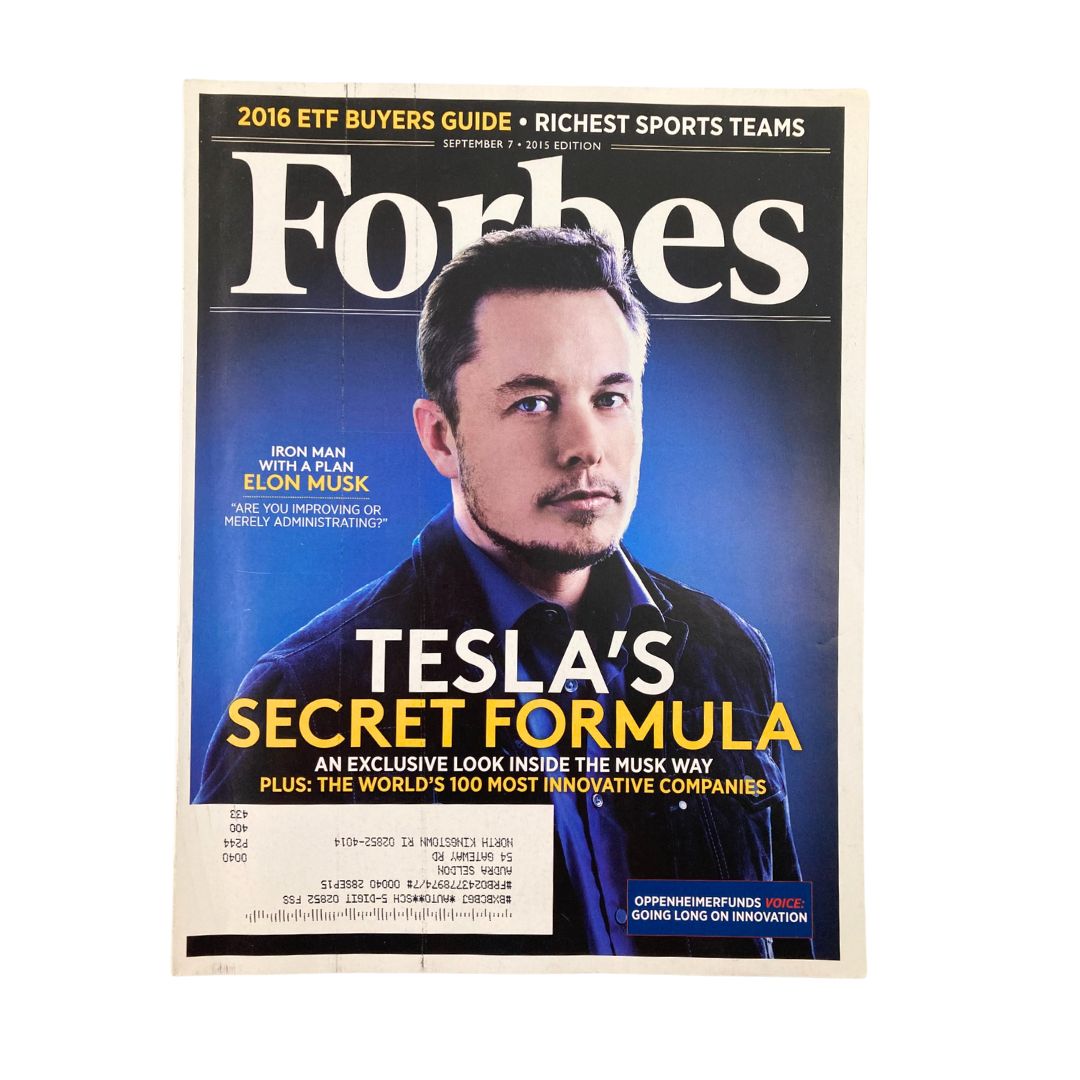 Forbes Magazine September 7 2015 Elon Musk Tesla's Secret Formula