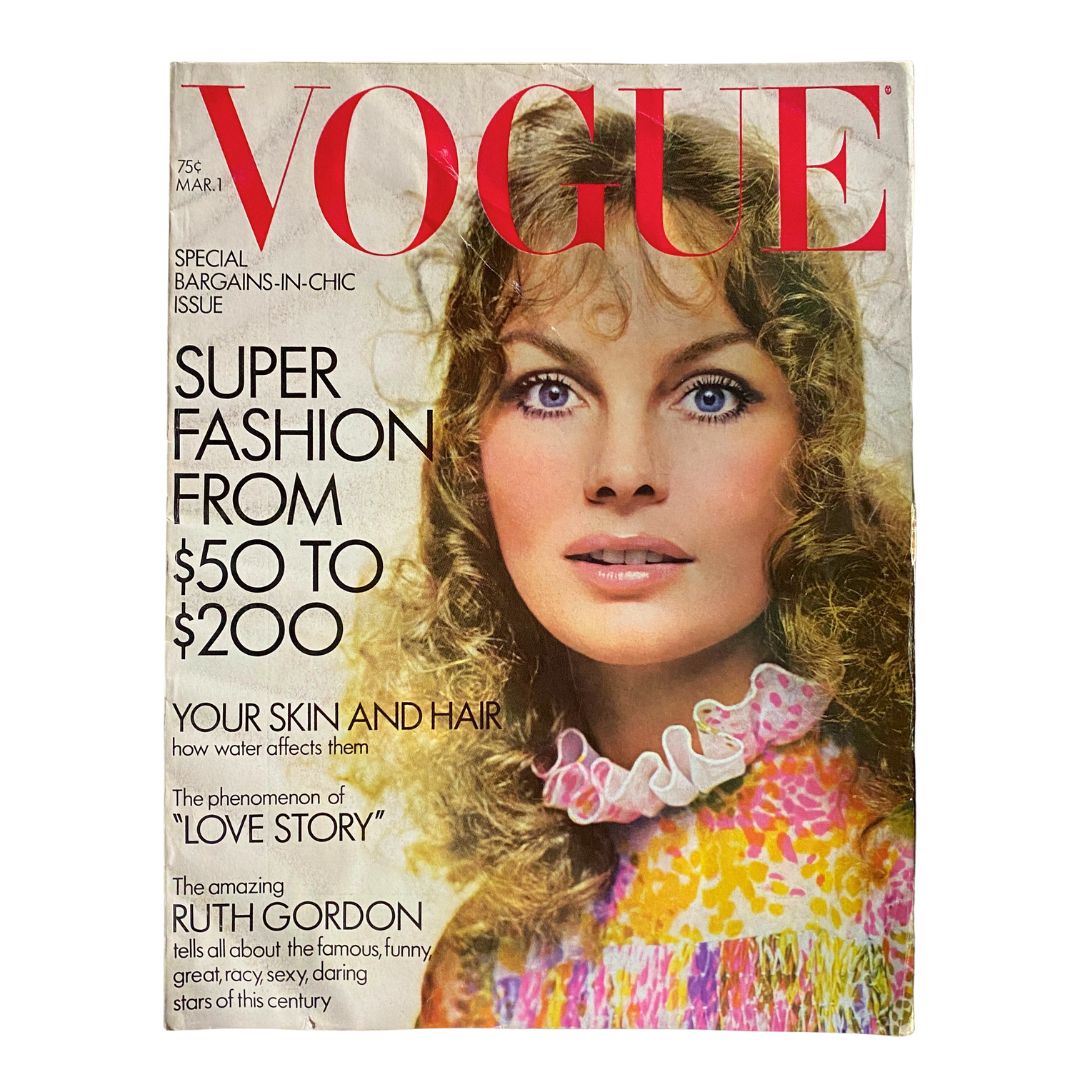 VTG Vogue Magazine March 1 1971 Jean Shrimpton by Richard Avedon No Label