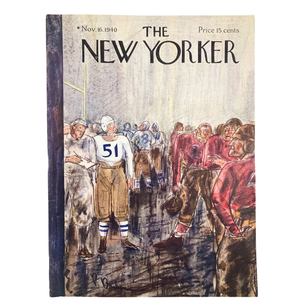 The New Yorker Magazine November 16 1940 Football Players by Perry Barlow