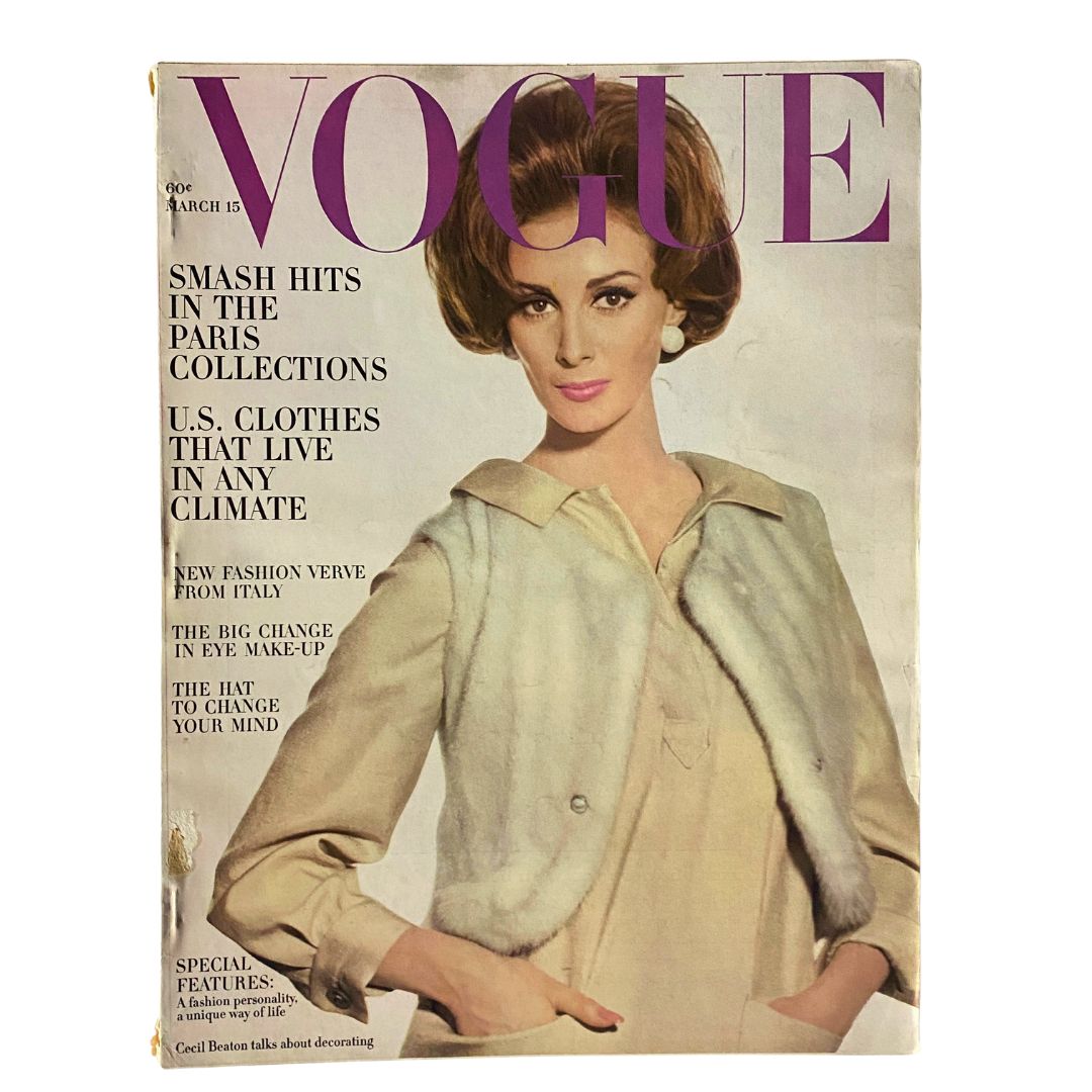 VTG Vogue Magazine March 15 1963 Wilhelmina Cooper by Irving Penn No Label