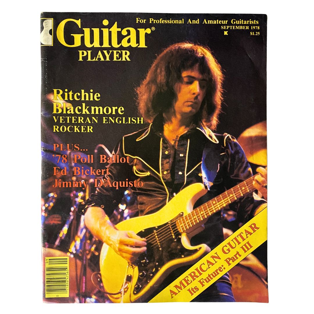 Vintage Guitar Player magazine from September 1978 featuring Ritchie Blackmore, a veteran English rocker, on the cover. The magazine highlights guitar content and includes features on other musicians and articles related to guitar playing.