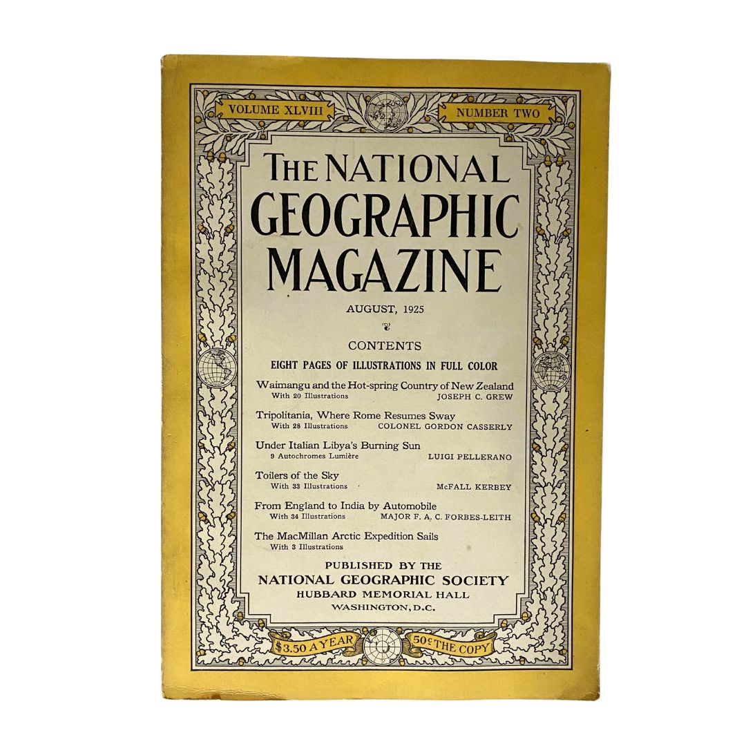 National Geographic Magazine August 1925 England to India by Automobile No Label