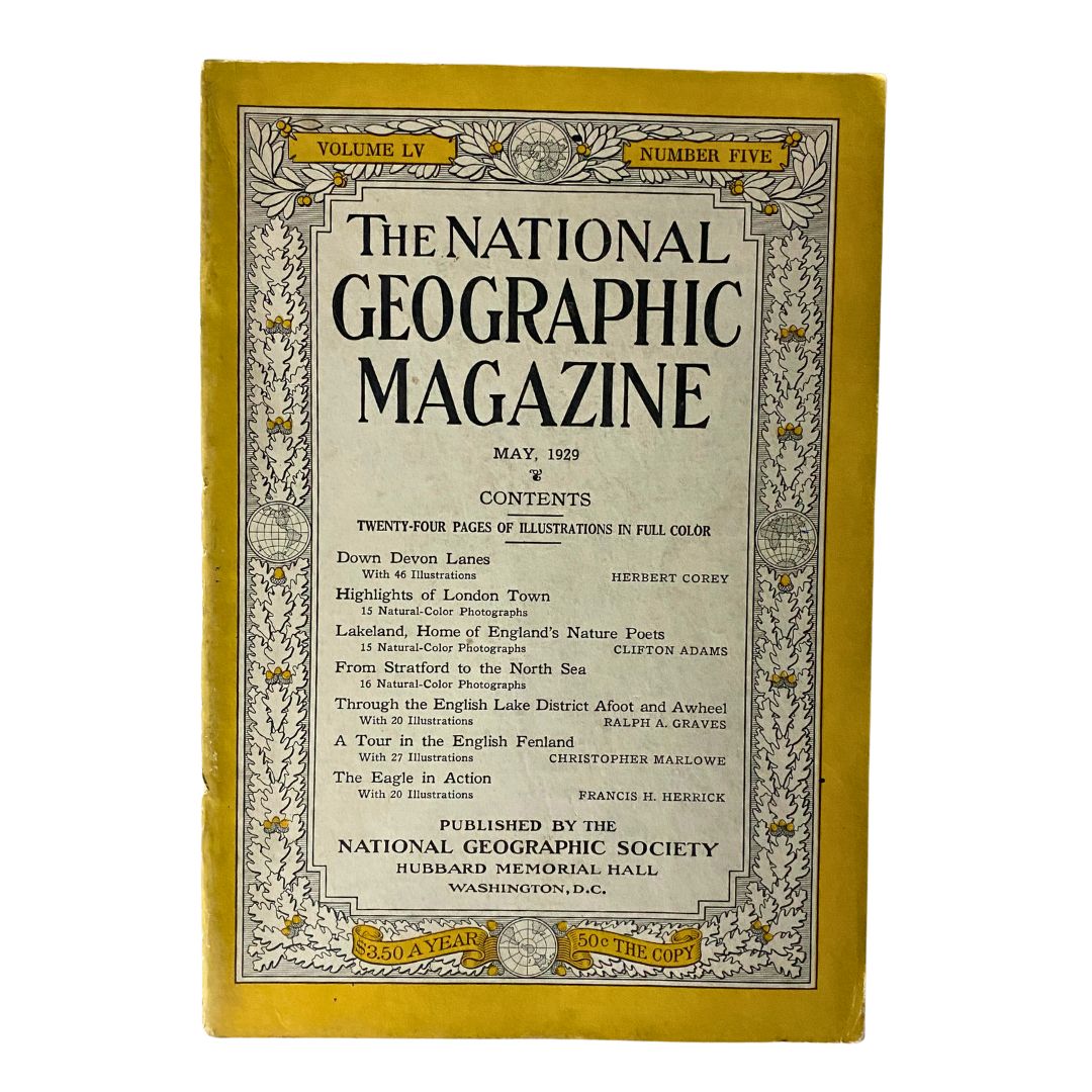 VTG The National Geographic Magazine May 1929 Down Devon Lanes No Label