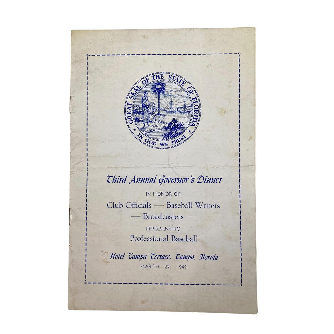 March 22 1949 3rd Annual Governor's Dinner Club Officials Baseball VERY RARE