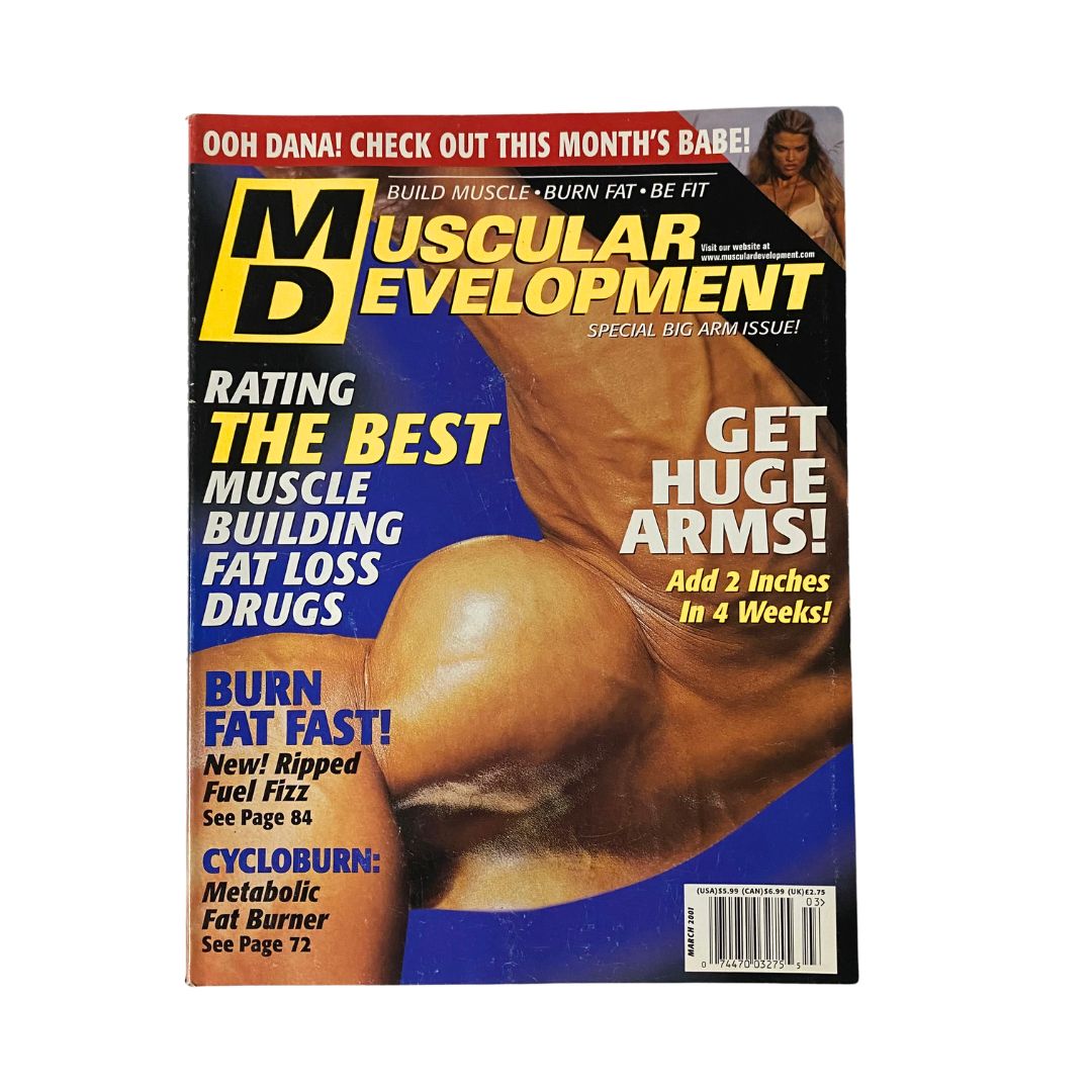 Muscular Development Magazine March 2001 Big Arms Issue w Poster No Label